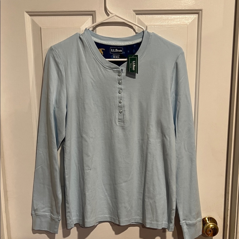 L.L. Bean Light Blue and Navy Pajama Set - Picture 2 of 10